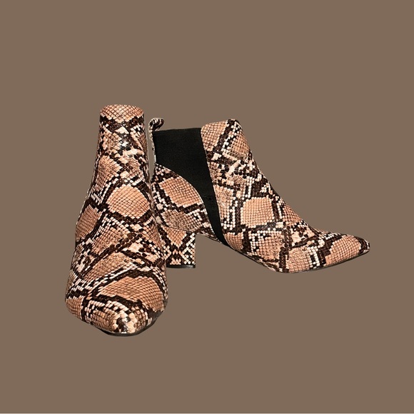 Lulus Chase Tan Snake Pointed Toe Ankle Booties - Picture 1 of 5
